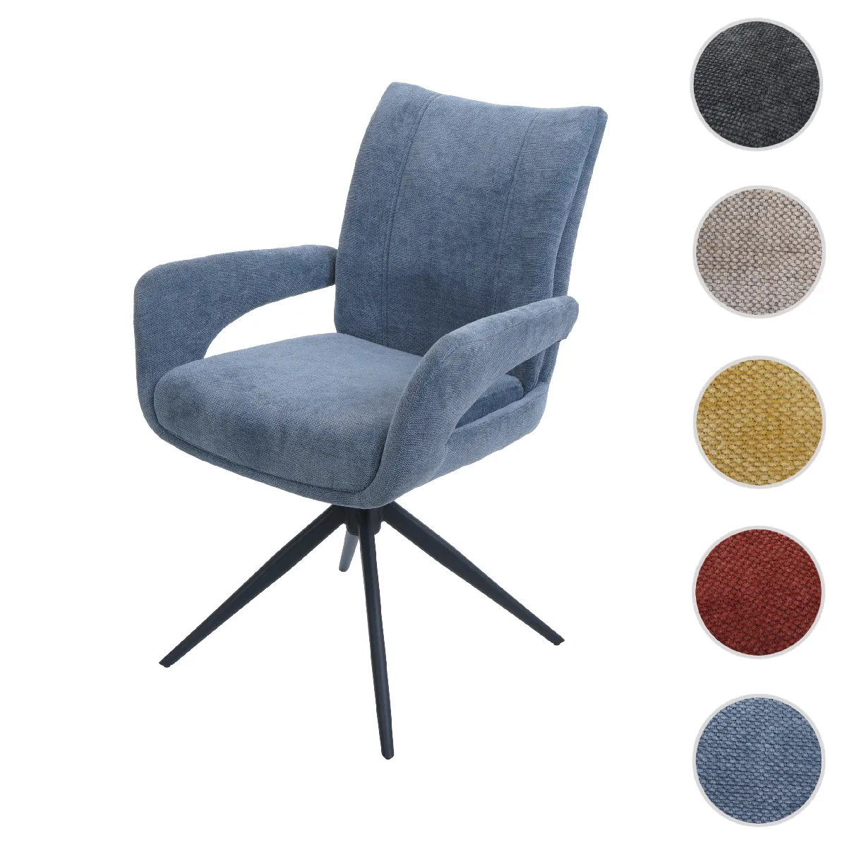 Mendler Gris/Bleu Chaise De Salle À Manger Hwc-O78 Chenille (310 G/M²) Oeko-Tex