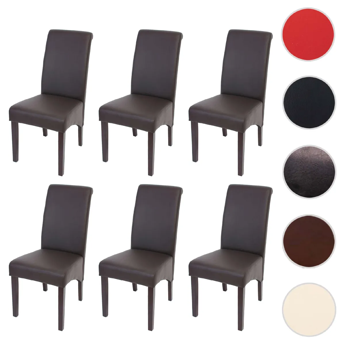 Mendler Marron 6X Chaise Salle À Manger M37 Similicuir Mat Pieds Foncés