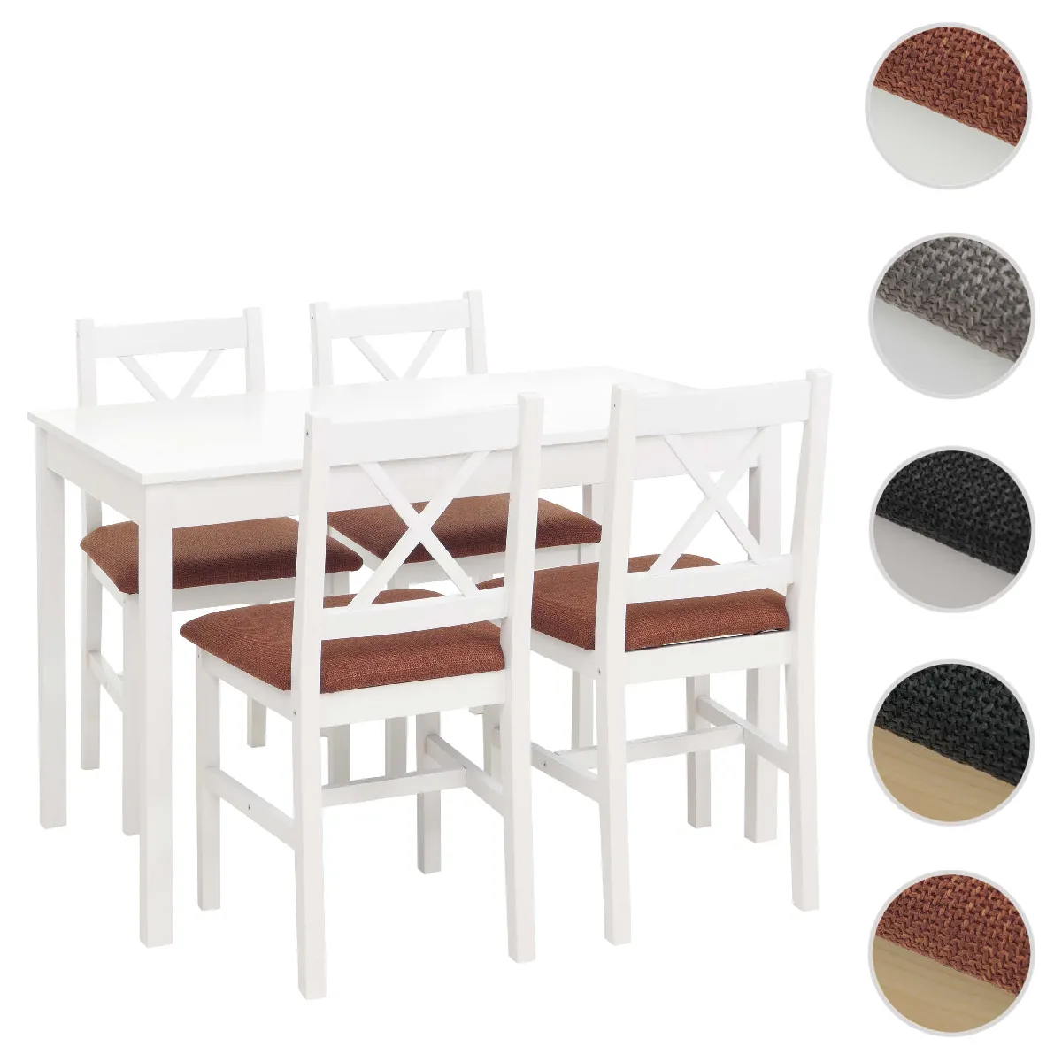 Mendler Blanc Set De Salle À Manger Hwc-F77 10 Cm Rembourrage Terre-Cuite