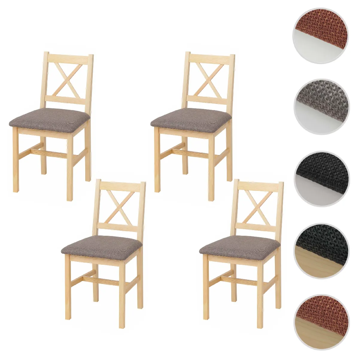 Mendler Gris Lot De 4 Chaises De Salle À Manger Hwc-F77 Naturel Rembourrage
