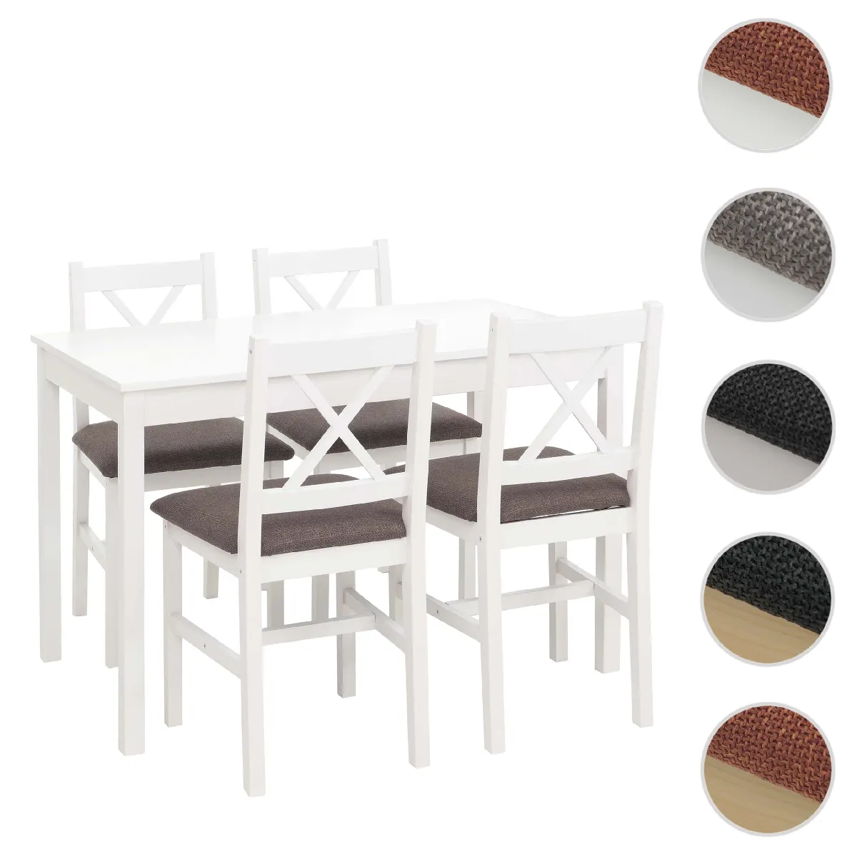 Mendler Blanc/Gris Set De Salle À Manger Hwc-F77 10 Cm Rembourrage