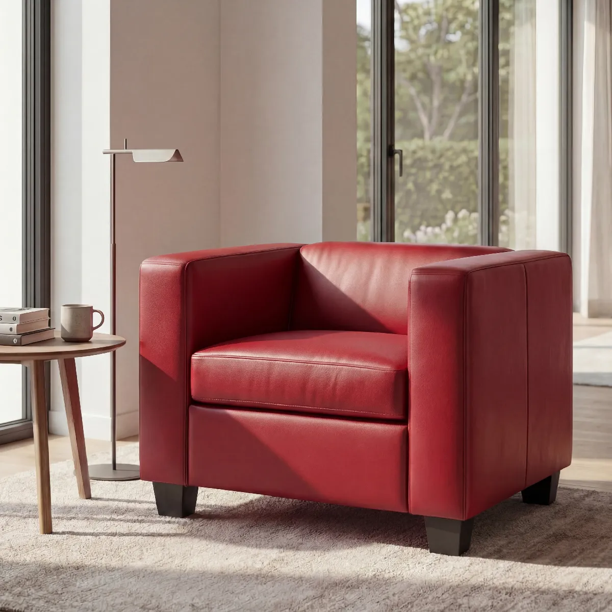 Mendler Rouge Fauteuil Club / Lounge Lille, 86X75x70cm ~ Simili-Cuir