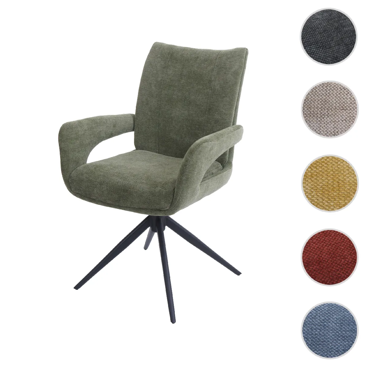 Mendler Vert Chaise De Salle À Manger Hwc-O78 Chenille (310 G/M²) Oeko-Tex