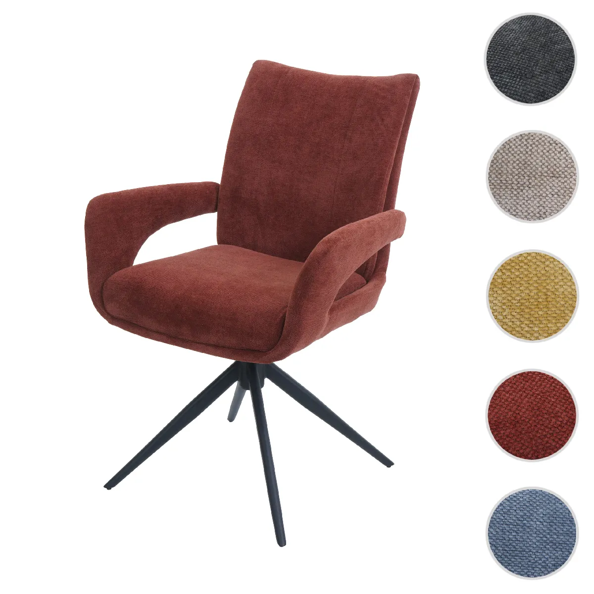 Mendler Rouge Chaise De Salle À Manger Hwc-O78 Chenille (310 G/M²) Öko-Tex -Brun