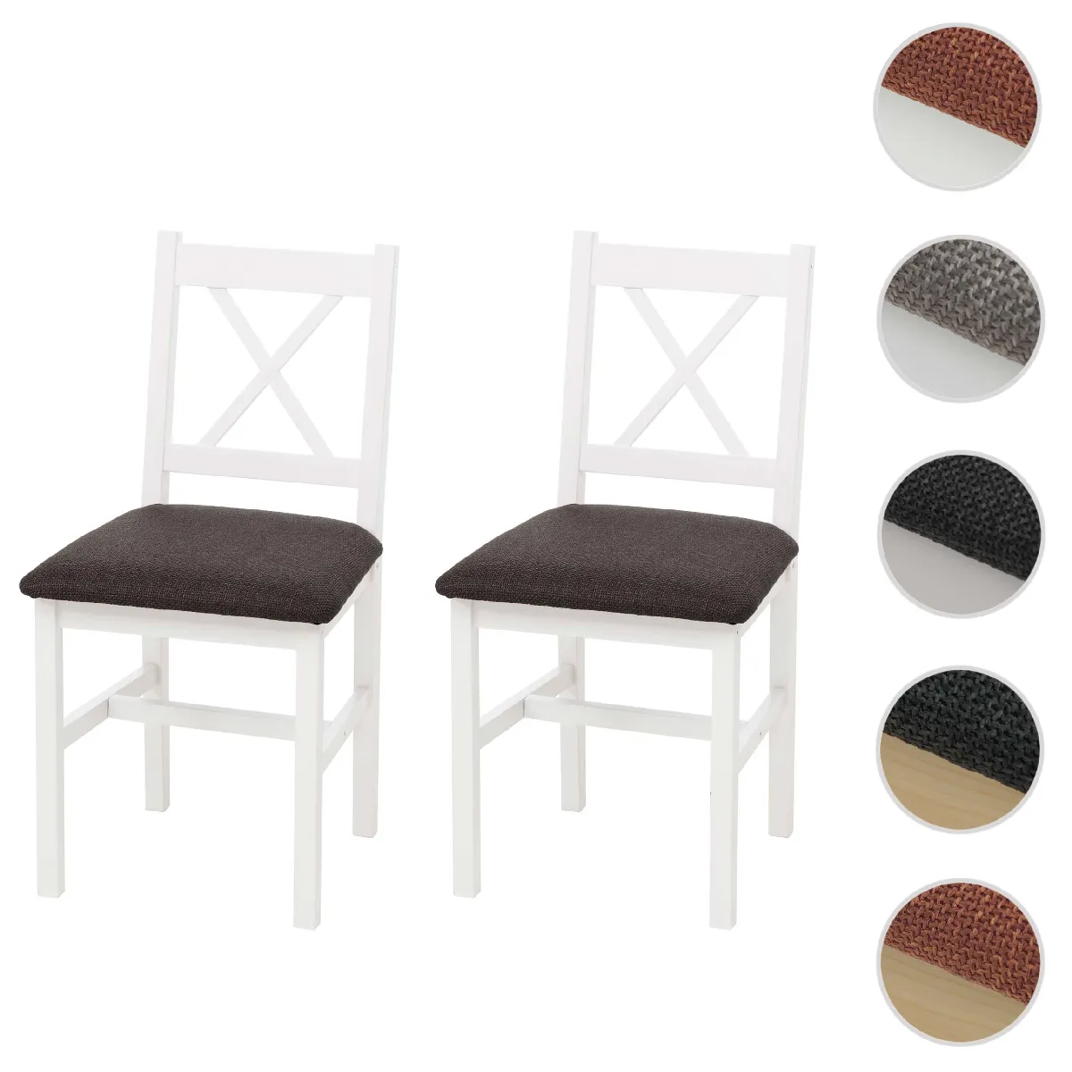 Mendler Blanches/Noir Lot De 2 Chaises De Salle À Manger Hwc-F77 Rembourrage
