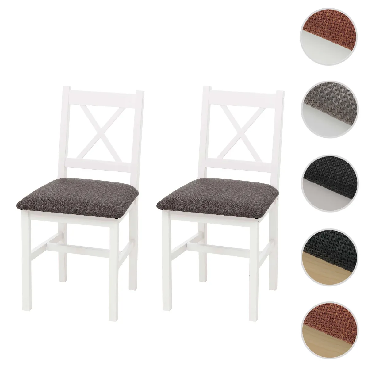 Mendler Blanches/Gris Lot De 2 Chaises De Salle À Manger Hwc-F77 Rembourrage