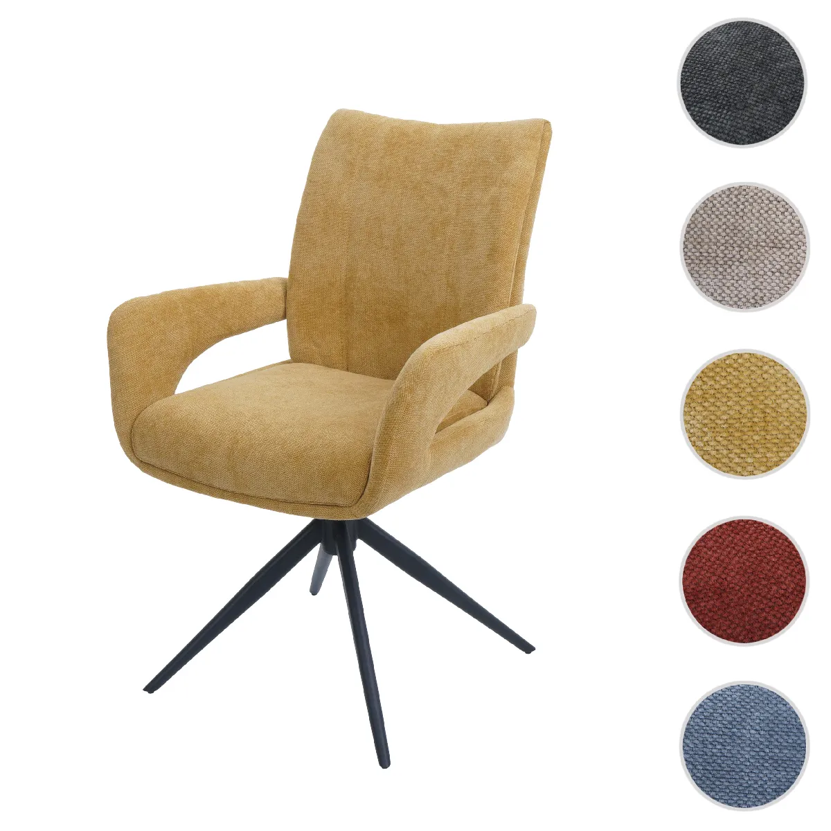 Mendler Jaune Chaise De Salle À Manger Hwc-O78 Chenille (310 G/M²) Öko-Tex Moutarde