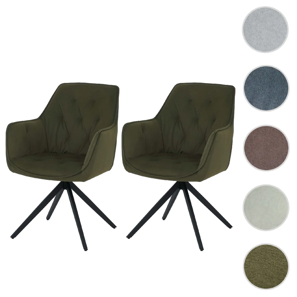 Mendler Vert Lot De 2 Chaises De Salle À Manger Hwc-L80 En Métal Et Tissu/Textile