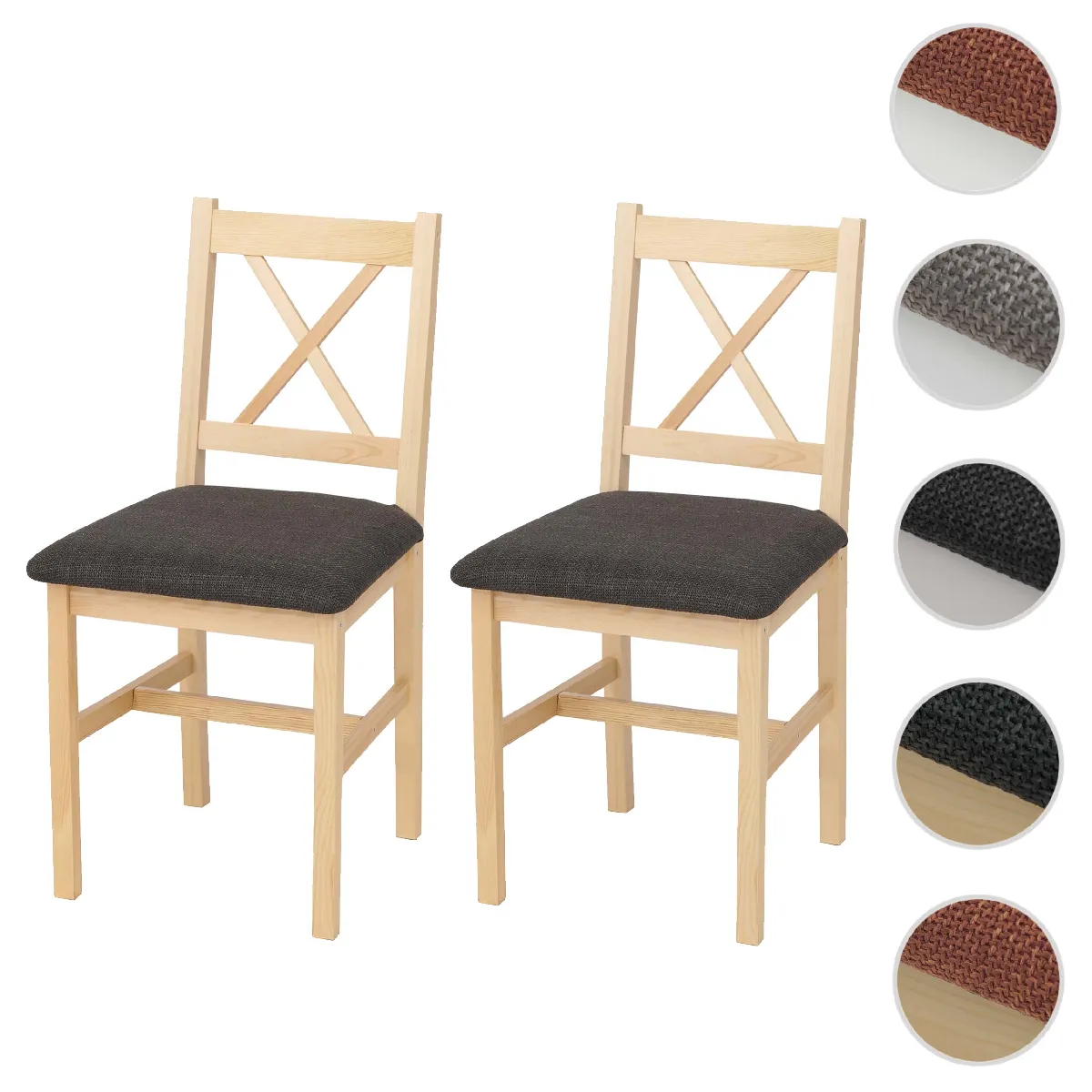 Mendler Noir Lot De 2 Chaises De Salle À Manger Hwc-F77 Naturel, Rembourrage
