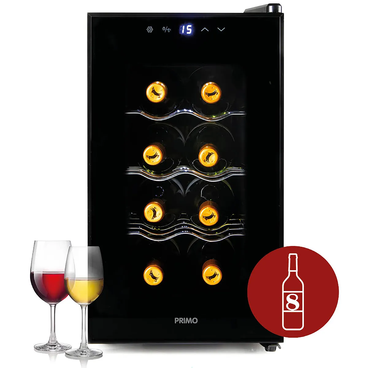 Primo Elektro Noir Pr169wk Cave À Vin - Pose Libre - 8 Bouteilles - Classe E