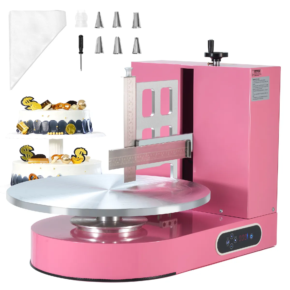 Vevor Rose Machine À Glacer Les Gâteaux 10,2-40,6Cm 320Tr/Min Machine À Lisser Crème - Image 3