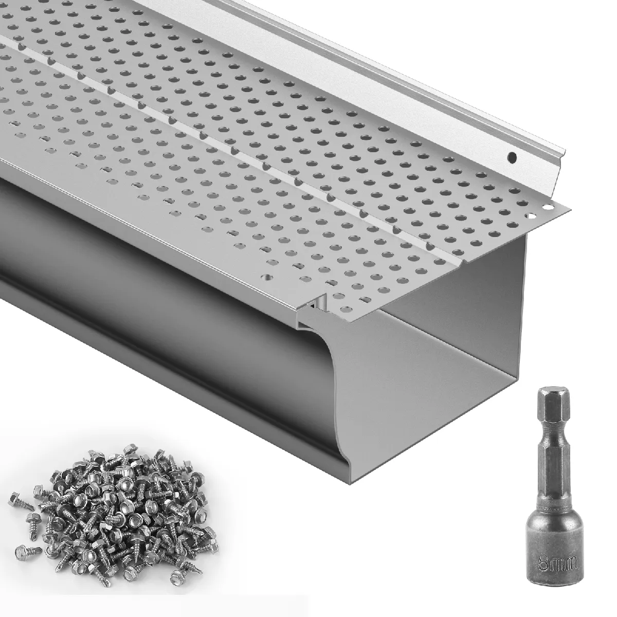 Autre Pare-feuilles pour Gouttières - VEVOR - Grille de Protection Pare-feuilles pour Gouttières 127 mm Longueur 15,9 m,Aluminium,3,2 kg