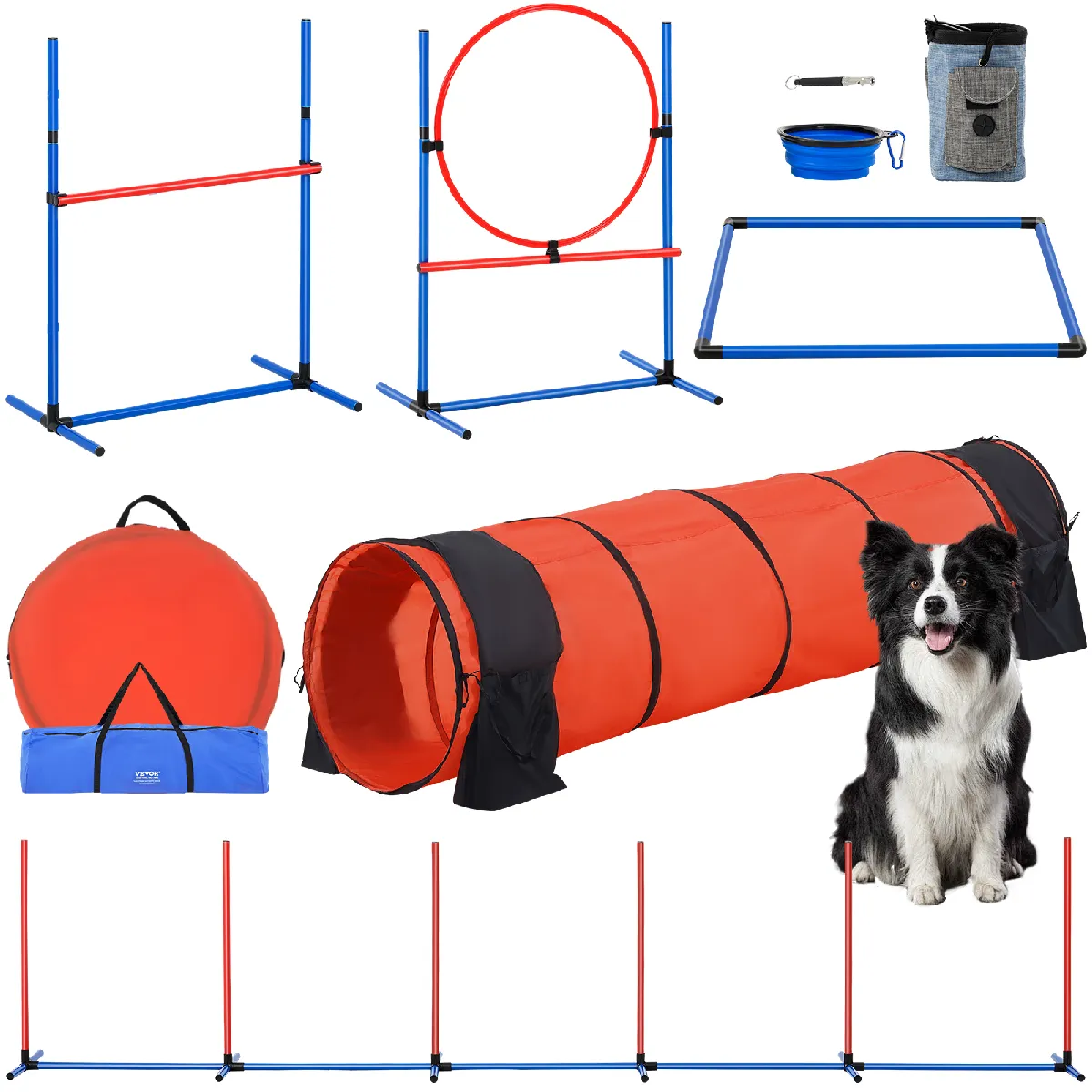 VEVOR Kit quipements d'Entranement d'Agilit pour Chiens 5 Pices avec Haies