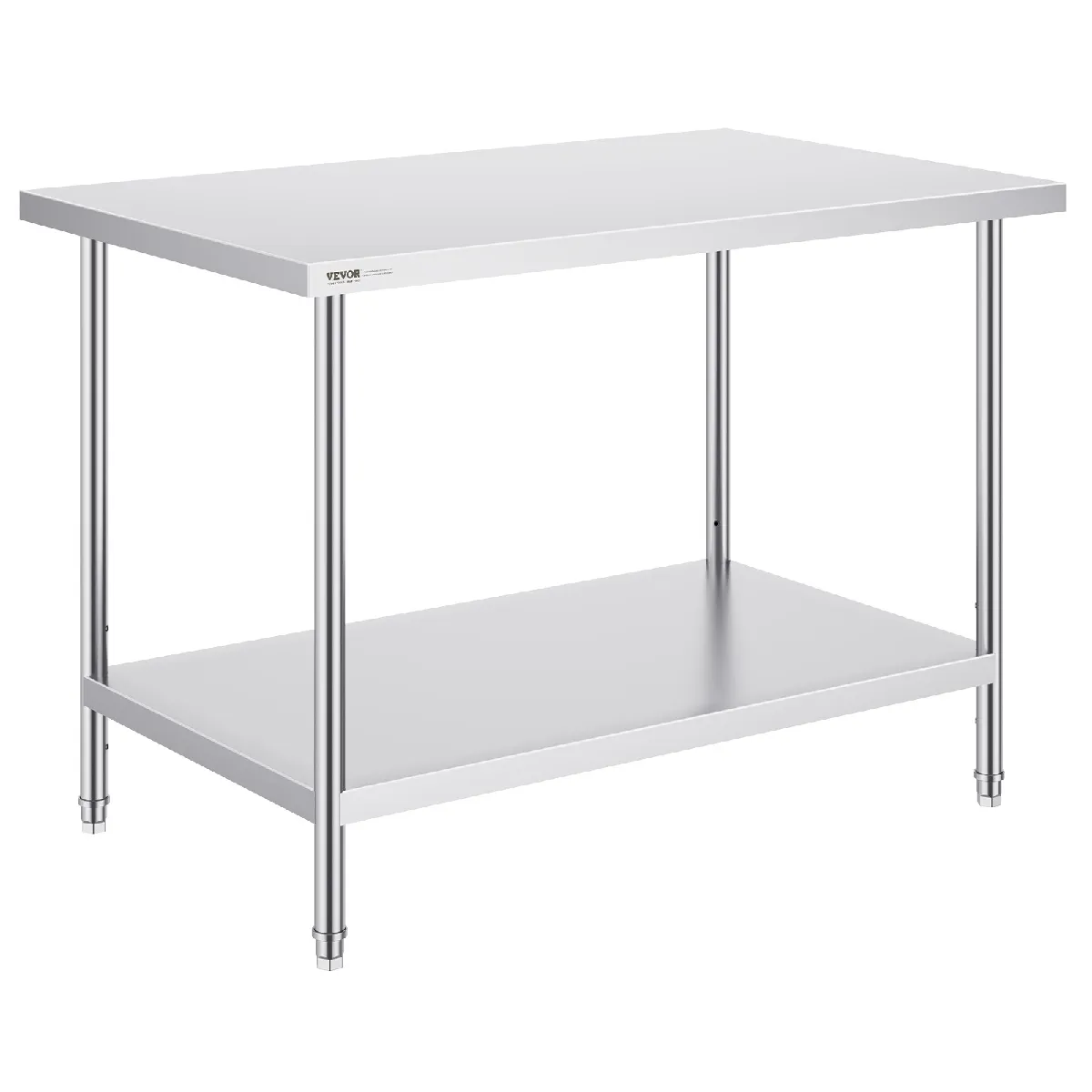 VEVOR Zubereitungstisch aus Edelstahl, Arbeitstisch aus Metall mit 3 einstellbaren Höhenstufen, gewerbliche Arbeitsstation für Küche, Garage, Restaurant, Hinterhof 762 x 1219 x 864 mm