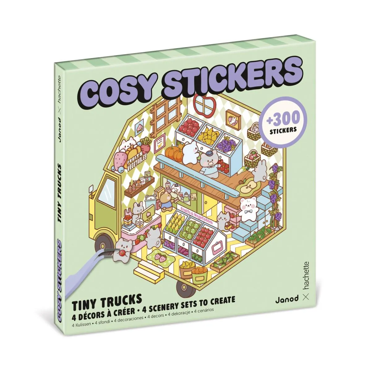 Janod Multicolore Jeu Créatif Cosy Stickers Tiny Trucks - Image 2