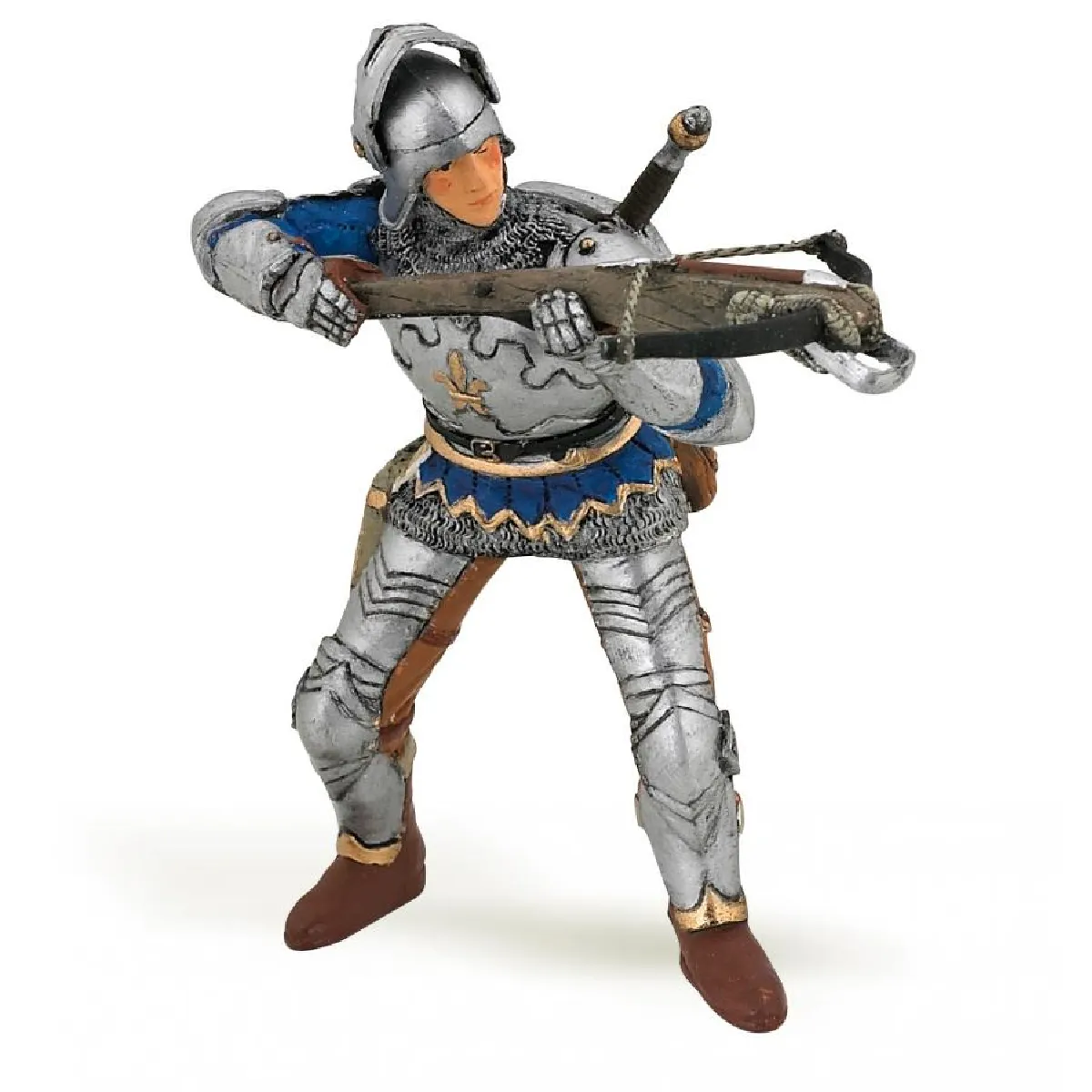 Papo Marron Arbalétrier Bleu En Armure : Soldat Médiéval Émérite - Neuf - Image 4