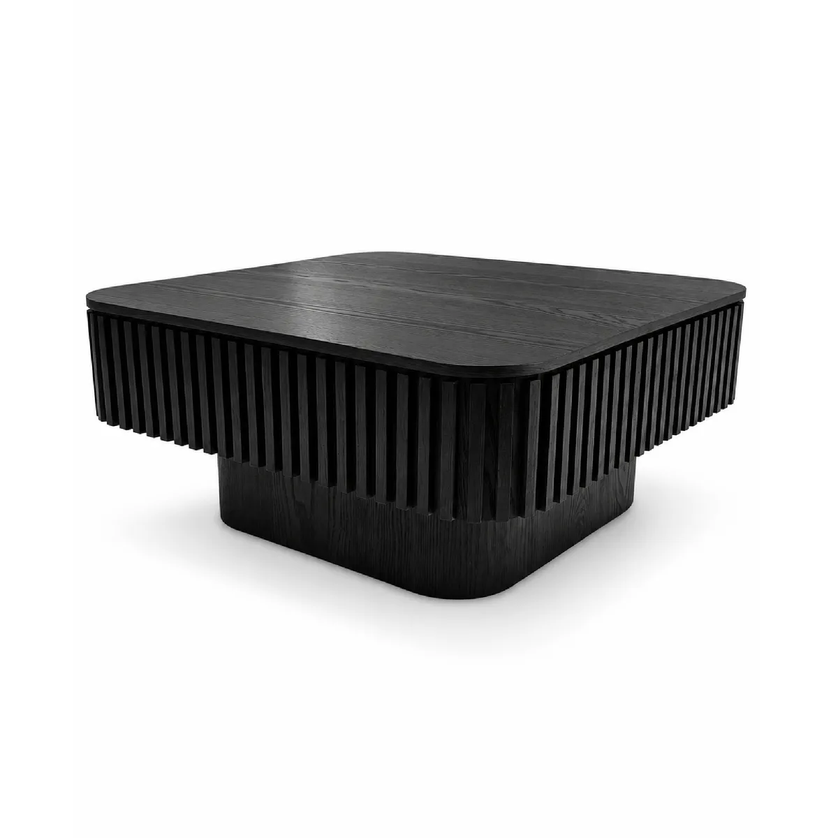 Table basse carrée noire 75 cm avec rangement caché