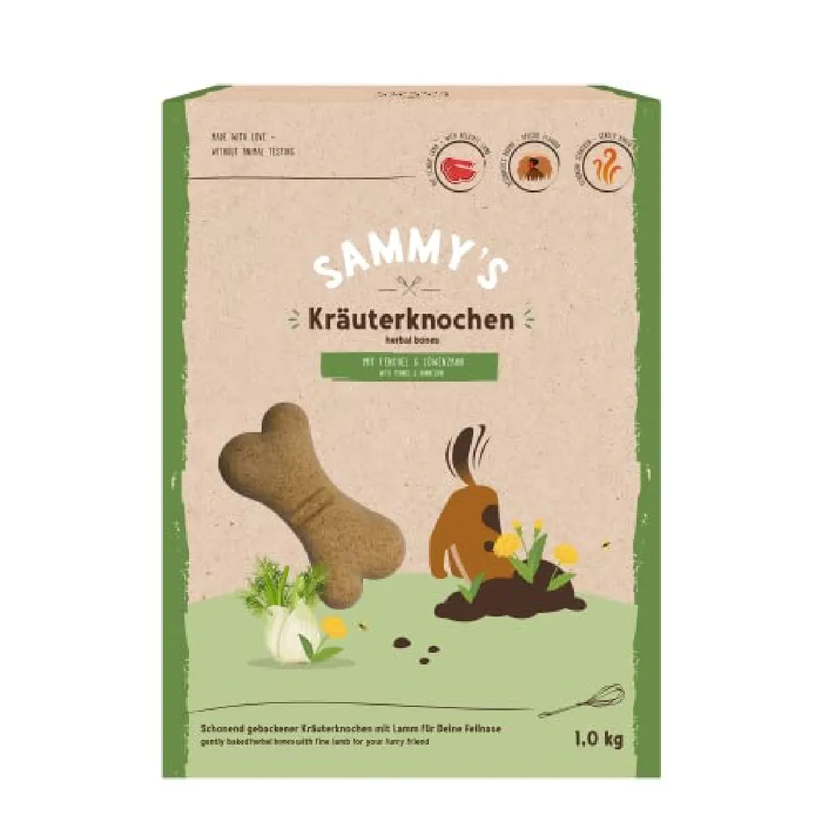 Sammy's Os à base de plantes - Friandises pour chien cuites en douceur - Os aux herbes avec agneau fin - 1 kg