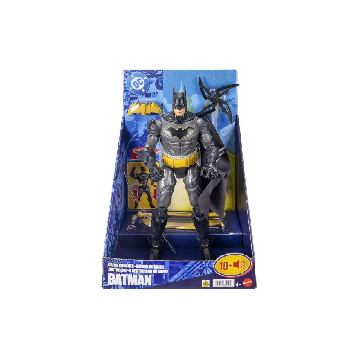 Mattel DC Batman Crime Crusher - Figurine articulée 30 cm avec sons et 4 accessoires