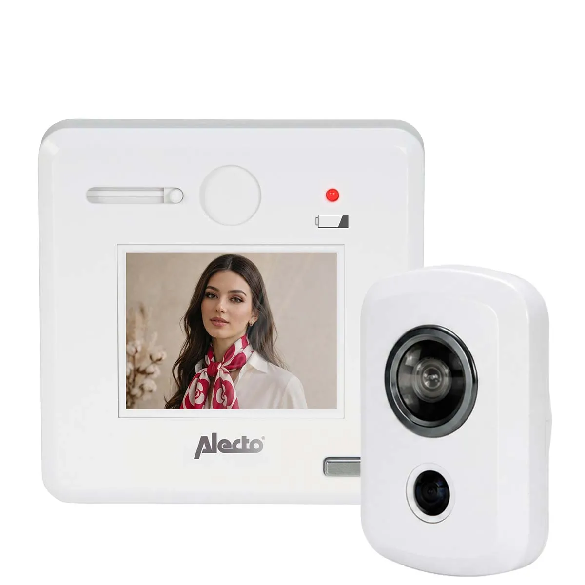 Alecto Blanc Vidéophone De Porte Sans Fil Avec Écran Lcd 2.4" Angle De Vision 120°