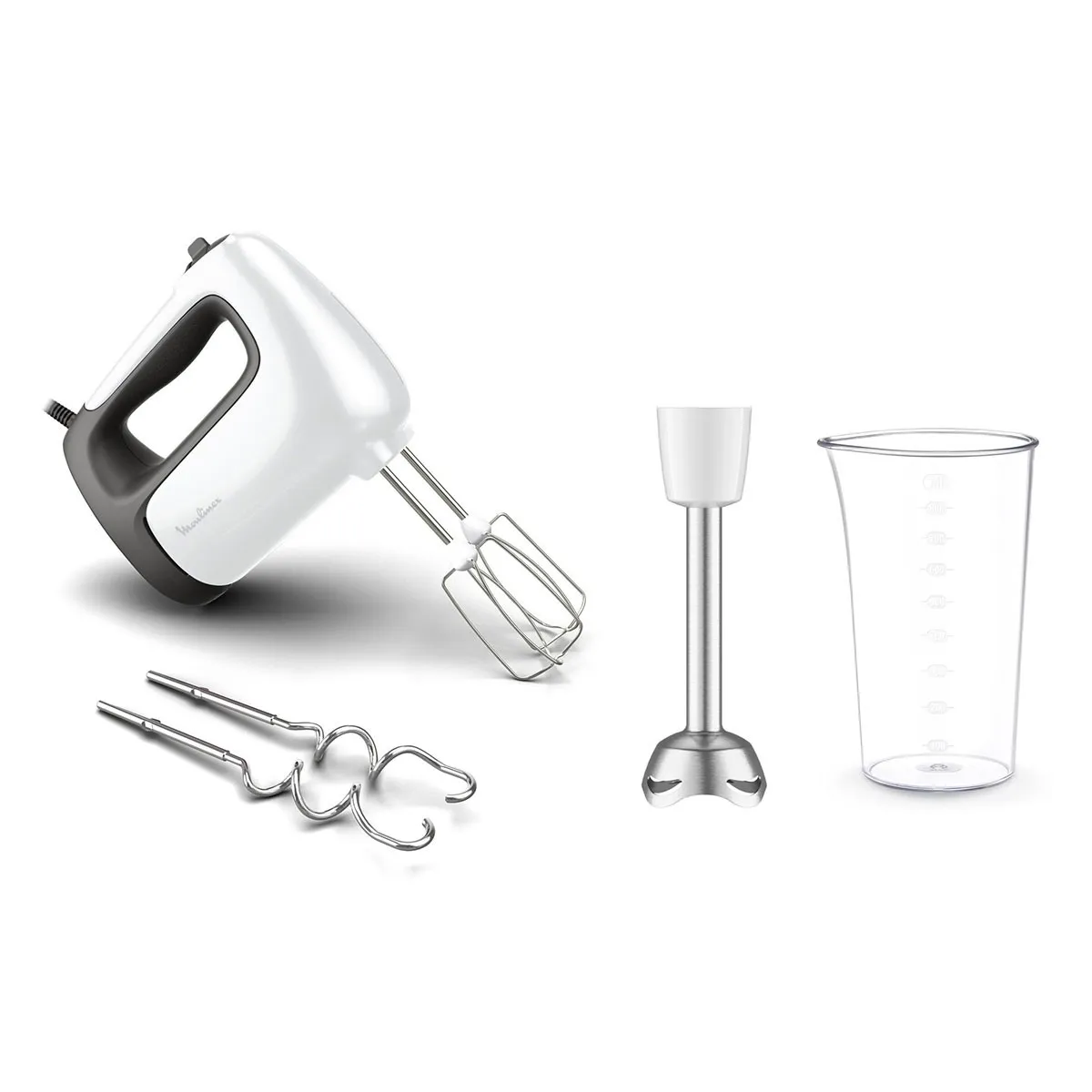 Moulinex Batteur à main 5 vitesses + turbo Fouets et pétrins en inox HM462110 - vue 7