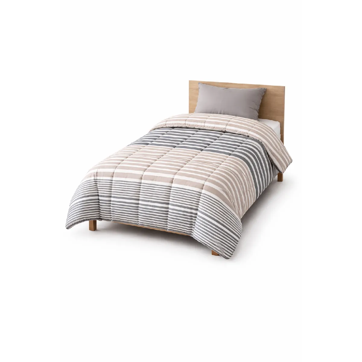 Couette légère imprimée Bayadère / Lignes Taupe - 1 personne 140 x 200 - 10260