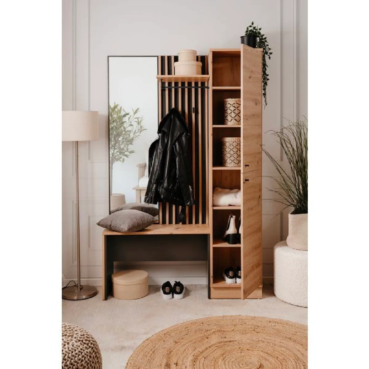 Vestiaire 1 porte 121,6x37x189,7 cm dcor chne - MEDAN