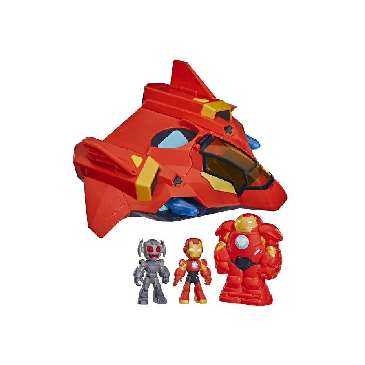 Hasbro Marvel Iron Man Giant-Sized Armor Jet - Ensemble véhicule avec figurines 7,6 cm - Rouge et or