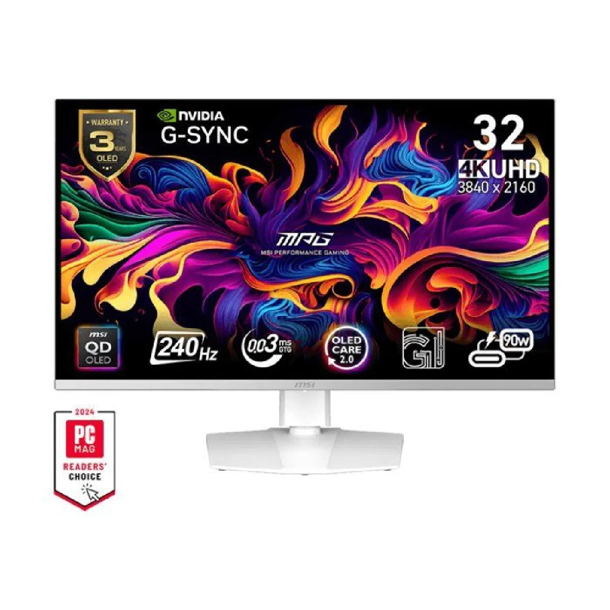 Écran PC MSI MPG 321URXW 32" Ultra HD 4K 240Hz QD-OLED HDR400 USB-C Blanc - Image 3