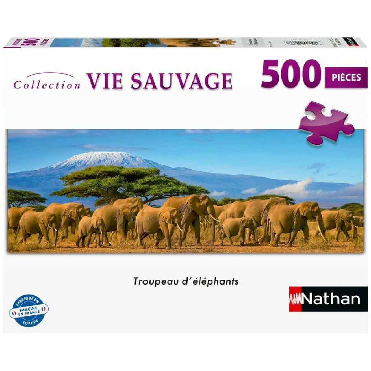 Nathan Puzzle Adulte Panoramique Troupeau D’éléphants 500 Pièces Collection Vie Sauvage - vue 3