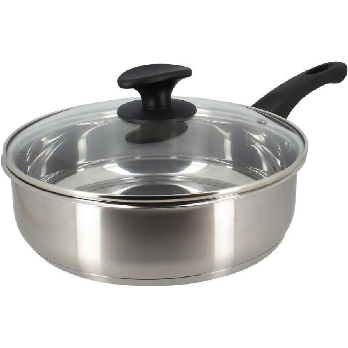Menastyl - Sauteuse first 24cm en acier inoxydable avec couvercle - Gris