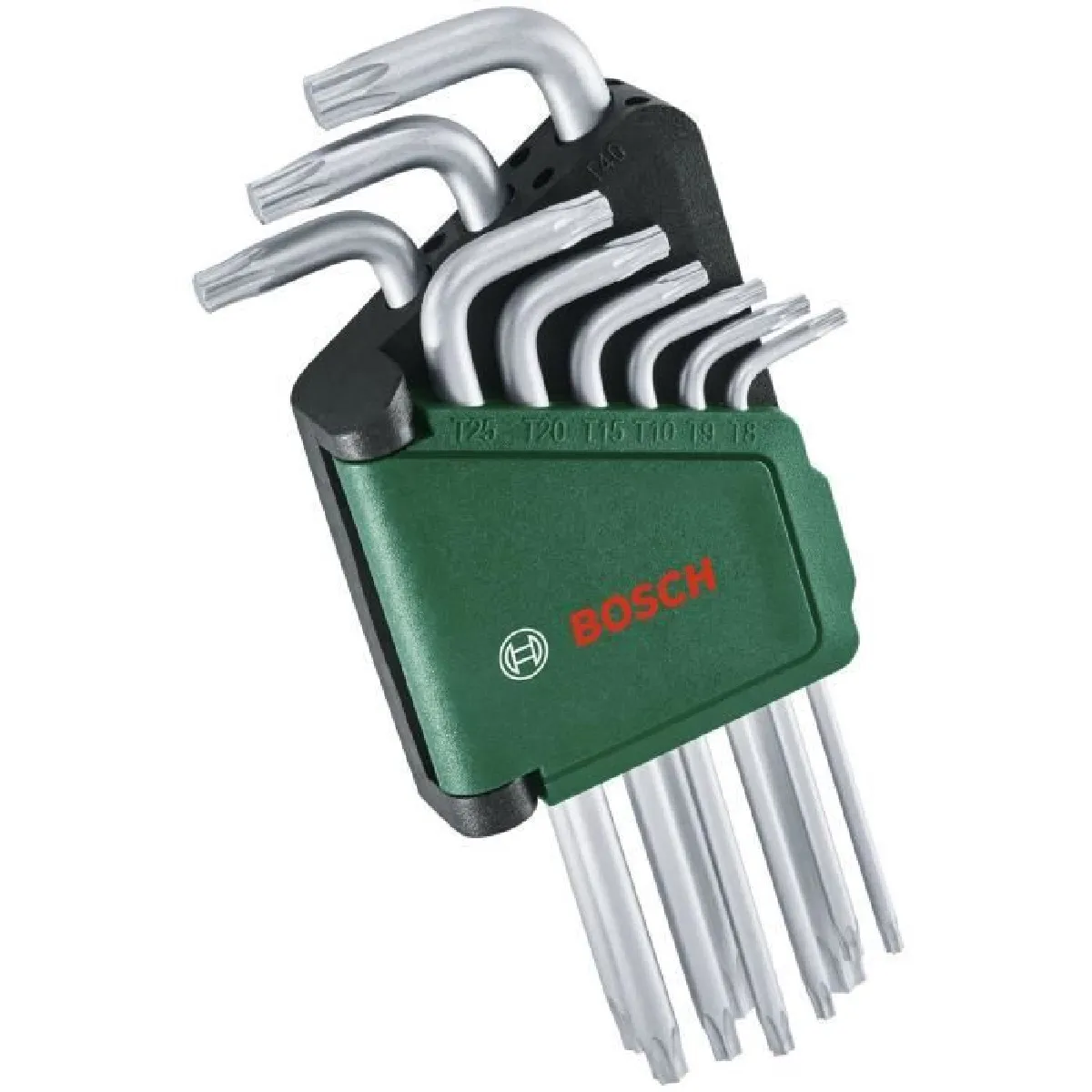 Bosch Set de 9 clés Torx clés multitâches en acier S2 TX8 TX40 côté long surface antirouille barrette de rangement - vue 7