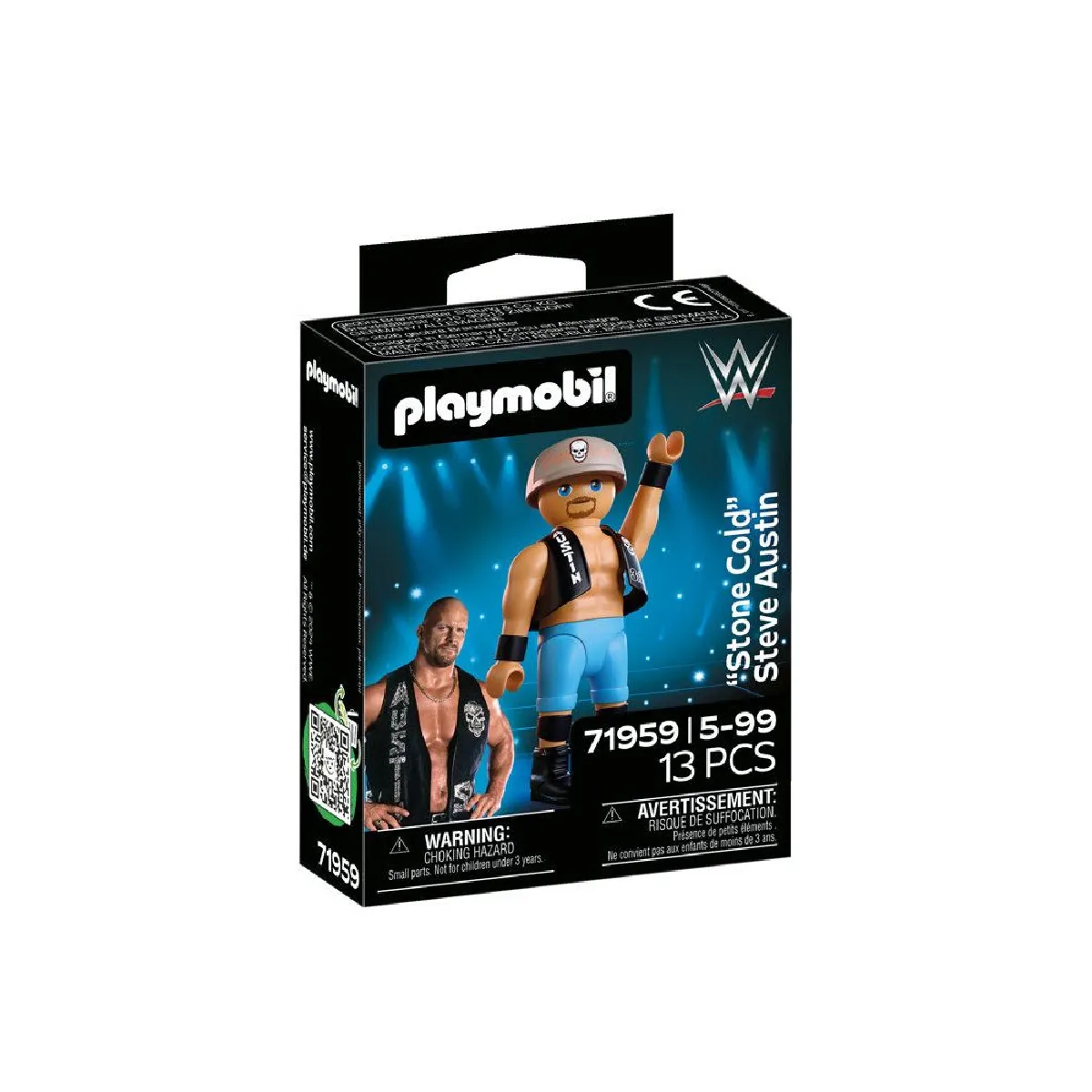 Playmobil Multi-Couleurs Wwe Stone Cold Steve Austin 71959 Lot De Figurines 13 Pièces Action Pose Bras Levé Noir, Bleu - Neuf - Image 3