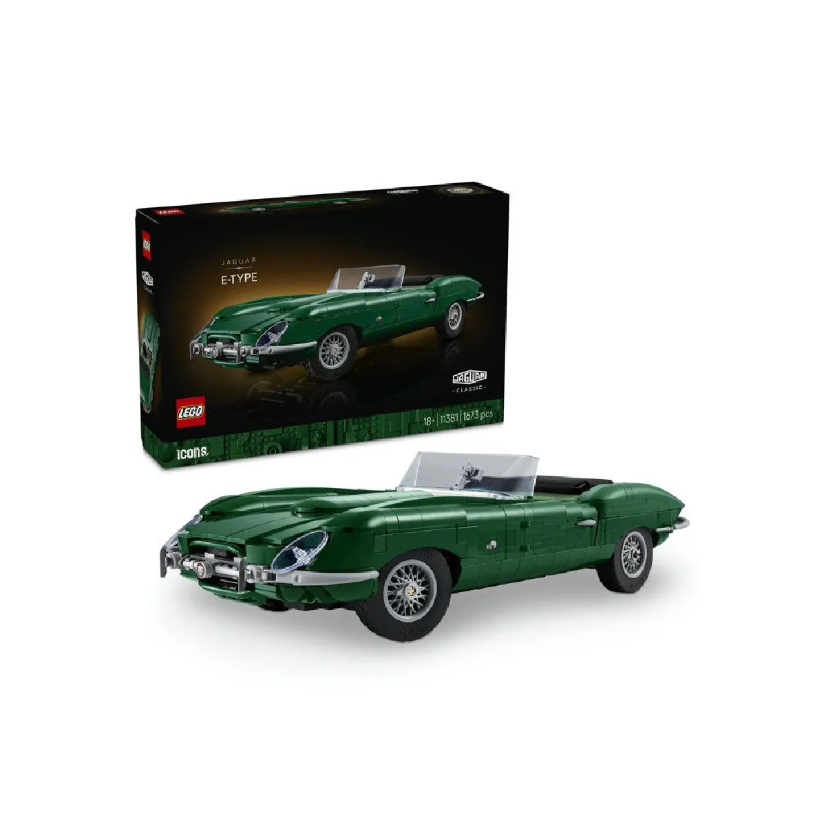 LEGO Icons Jaguar E-Type 11381 - Voiture modèle adulte - Coffret à outils - 1673 pièces