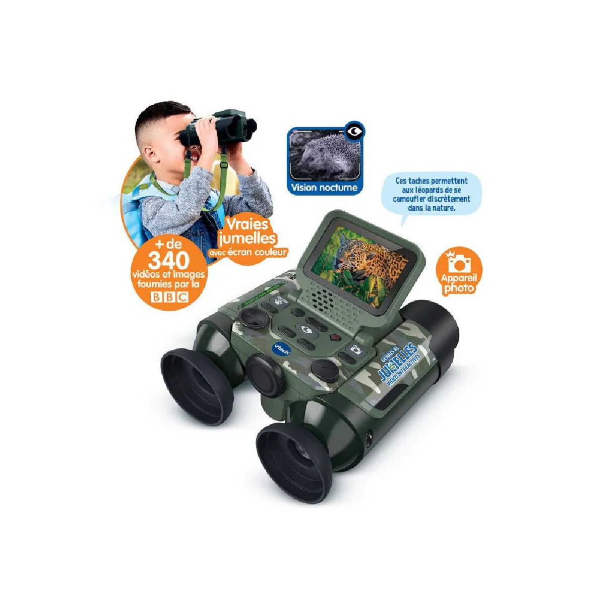 Jumelles vidéo interactives VTech GENIUS 10x écran couleur 2 4 vision nocturne infrarouge appareil photo et contenus BBC Multicolores Neuf - vue 4