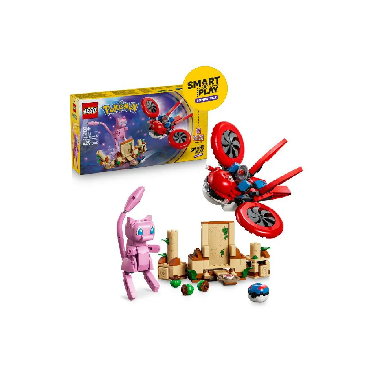 LEGO Pokémon SMART Play 72161 Drône Mew Fabuleux - Radar et Rotors - 429 pièces