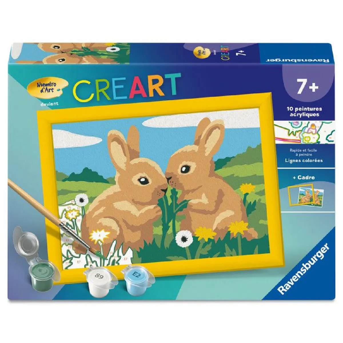 Ravensburger Creart Kids 13x18cm – Numéro D'art – Lapins Mignons – Kit De Peinture Par Numéros – Des 7 Ans – 12023216 pour garçon - vue 4