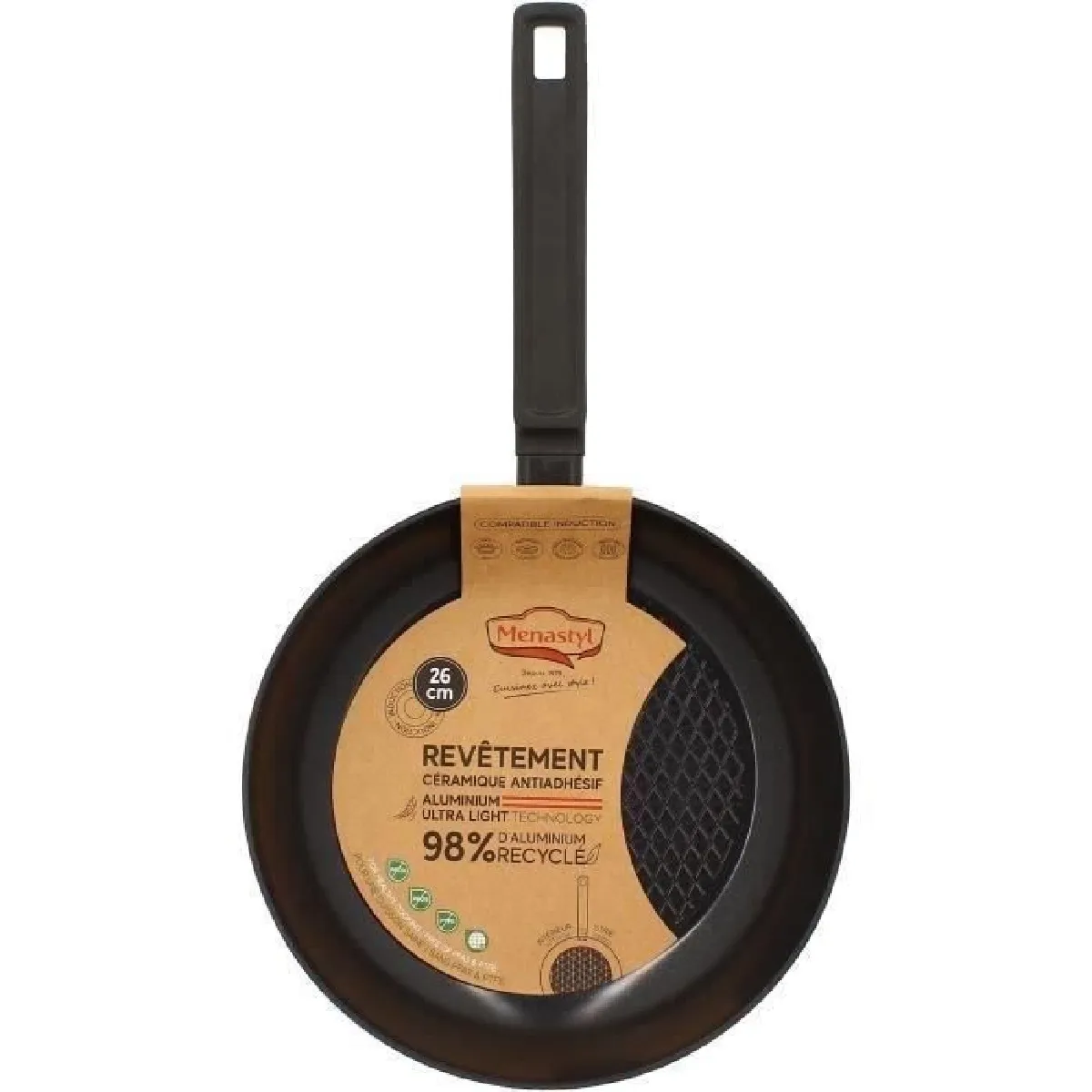 Menastyl - Poêle - 26 cm - Noir - Tous feux dont induction - Image 2