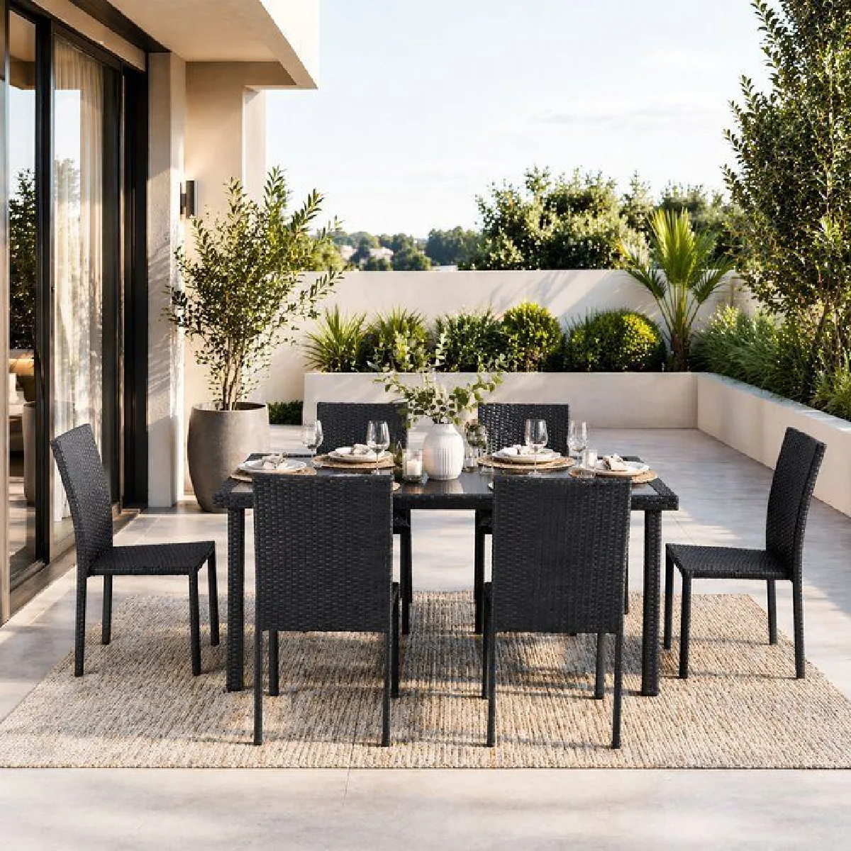 Générique Noir Ensemble Table Et Chaises De Jardin - Et Anthracite