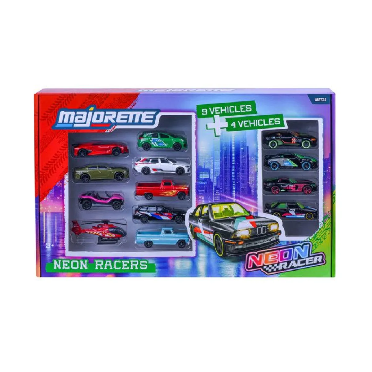 Coffret 13 véhicules 164 MAJORETTE SL Neon Racer métal couleurs néon - vue 5