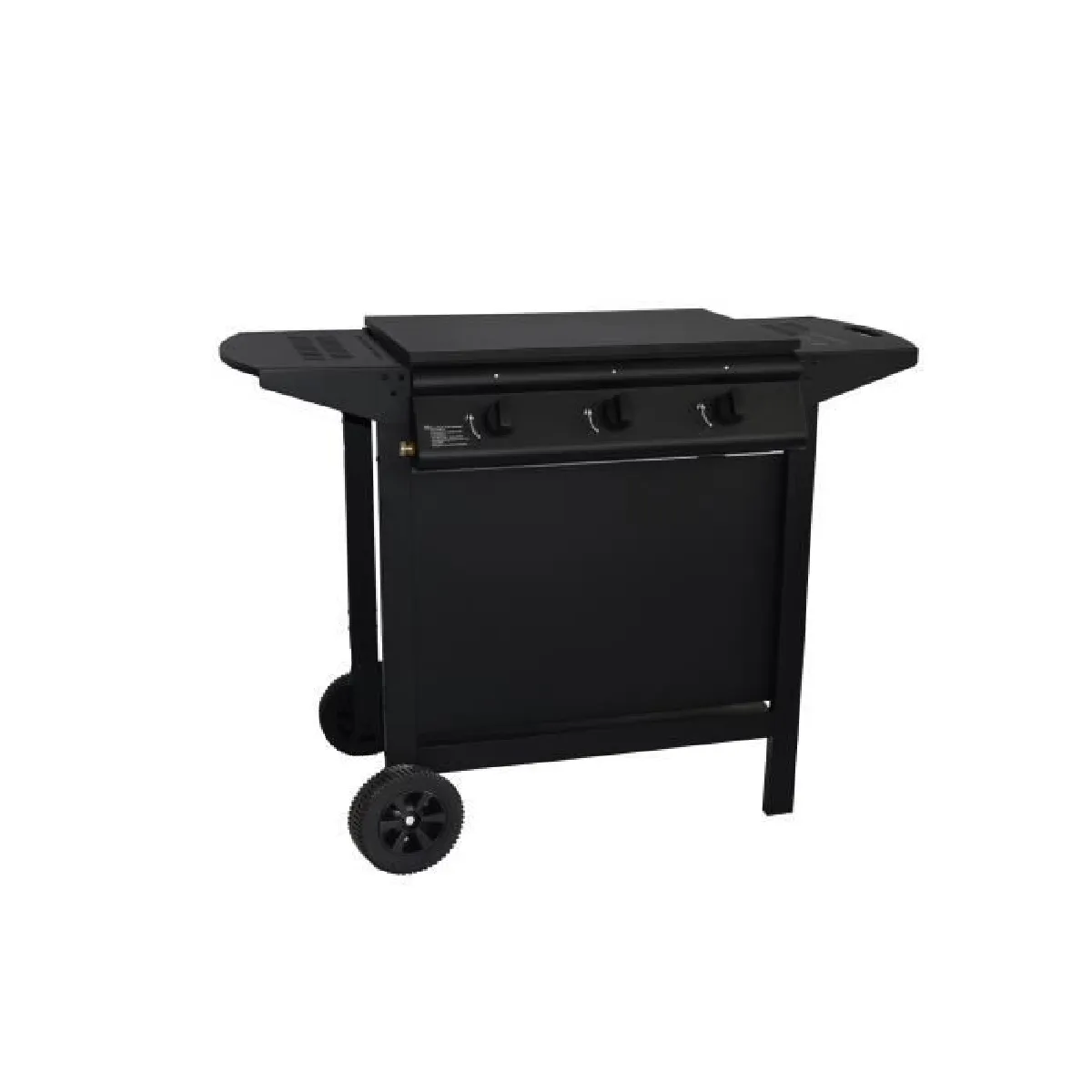 Barbecue a gaz + plancha - Acier, fonte émaillée - Noir - Gaz, 3 brûleurs, allumage piezo, capot, 2 tablettes - GRILL GARDEN - Image 3