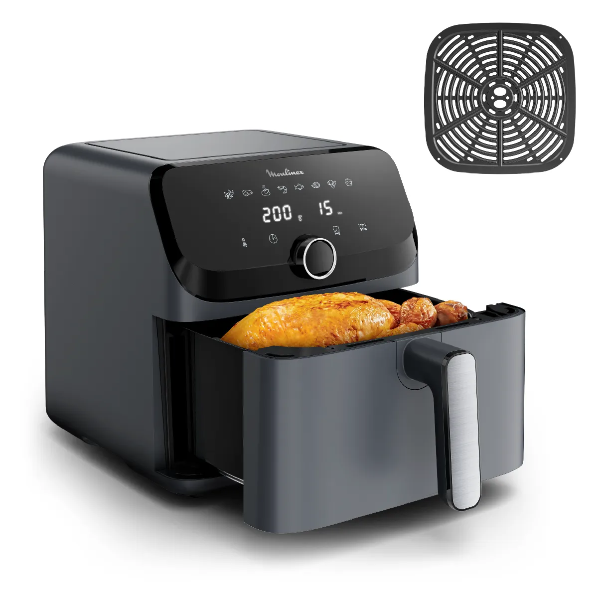Moulinex Friteuse à air Très grande capacité de 8programmes prédéfinis Format compact Easy Fry Mega EZ8558F0 - vue 9