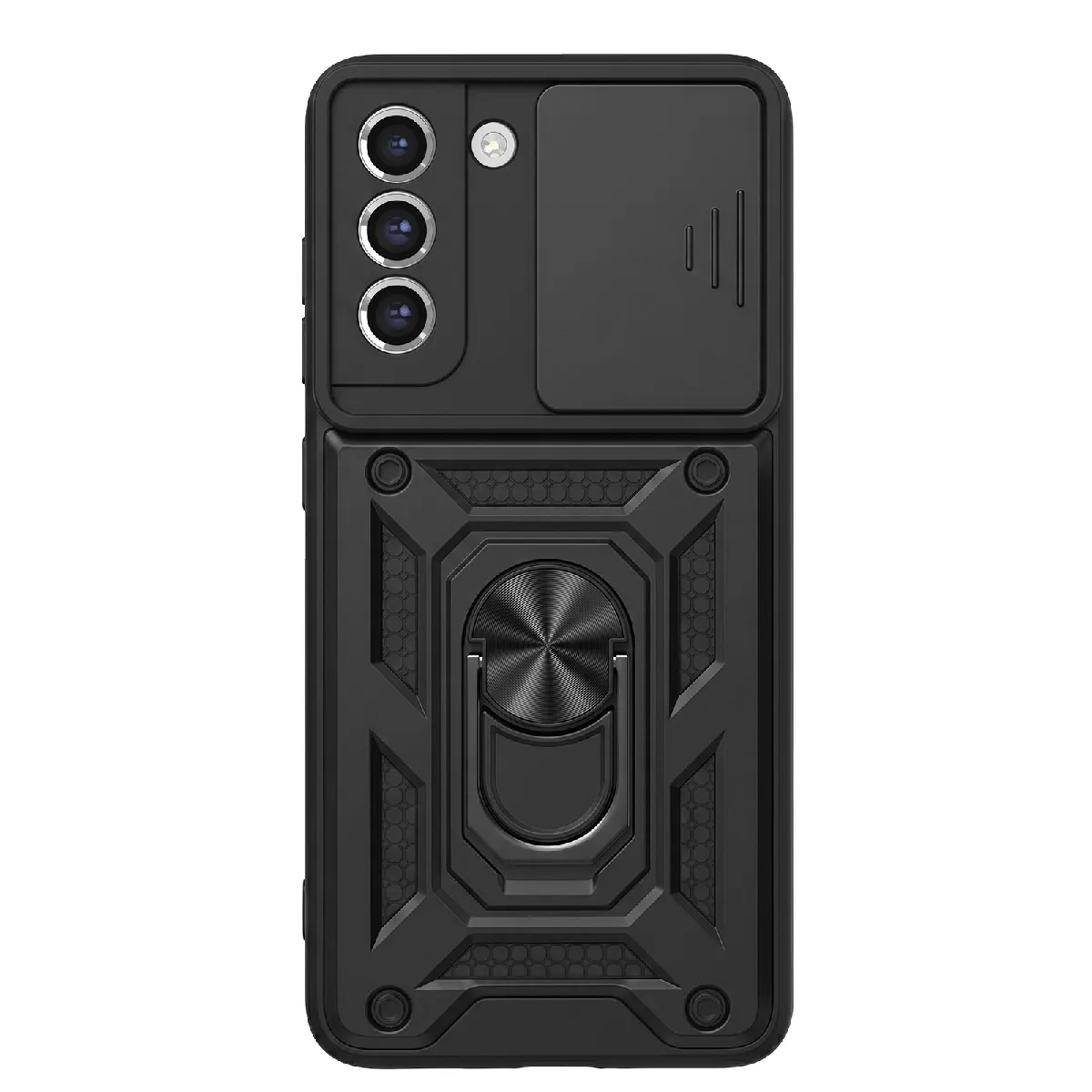 Mayaxess Noir Coque Pour Galaxy S21 Fe Avec Cache Caméra Coulissant Et Bague Magnétique