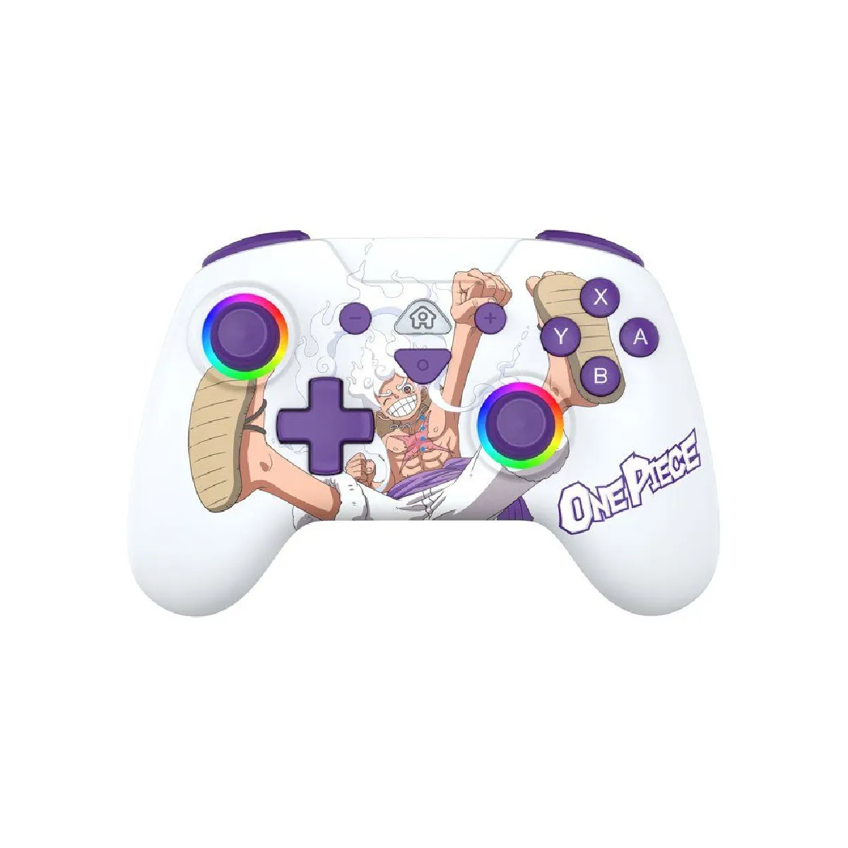 Subsonic Blanc One Piece Luffy Gear 5 - Contrôleur Sans Fil Switch - Led Rgb, Bluetooth, Gyro