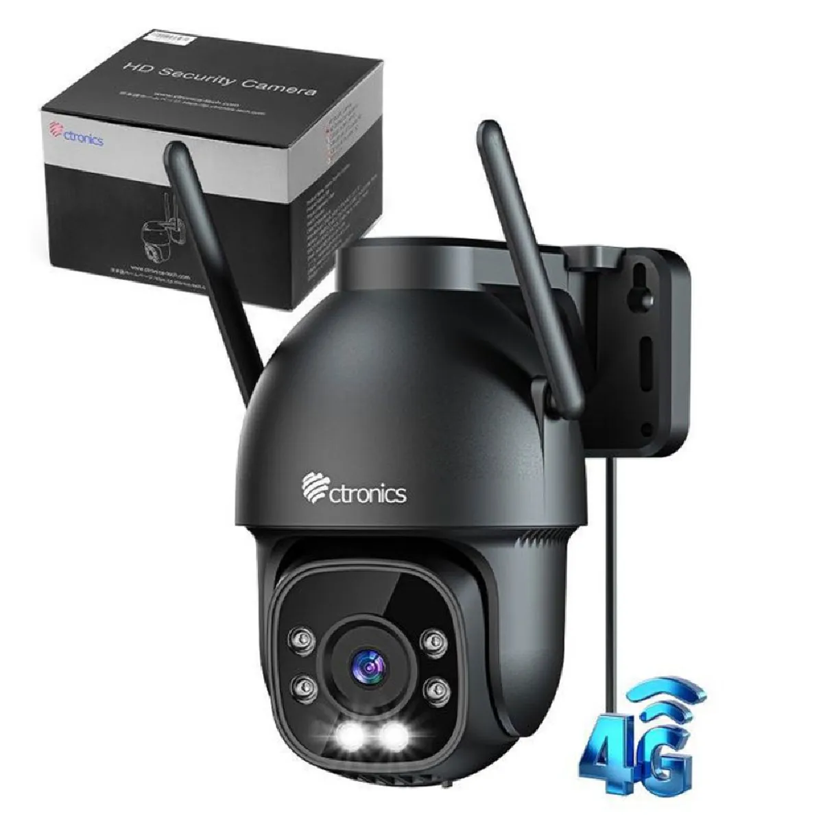 CTRONICS PTZ 1080P Extérieur - Caméra IP 360° 4G LTE - Vision nocturne couleur