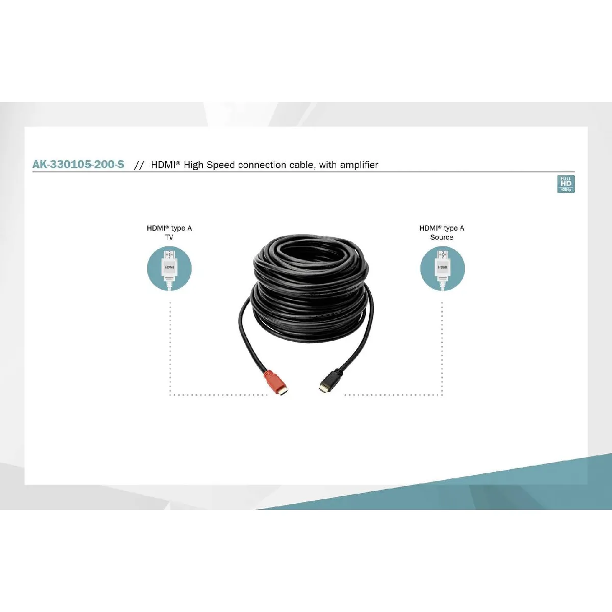 Digitus Noir Câble De Connexion Hdmi High Speed Avec Amplificateur, 20 M