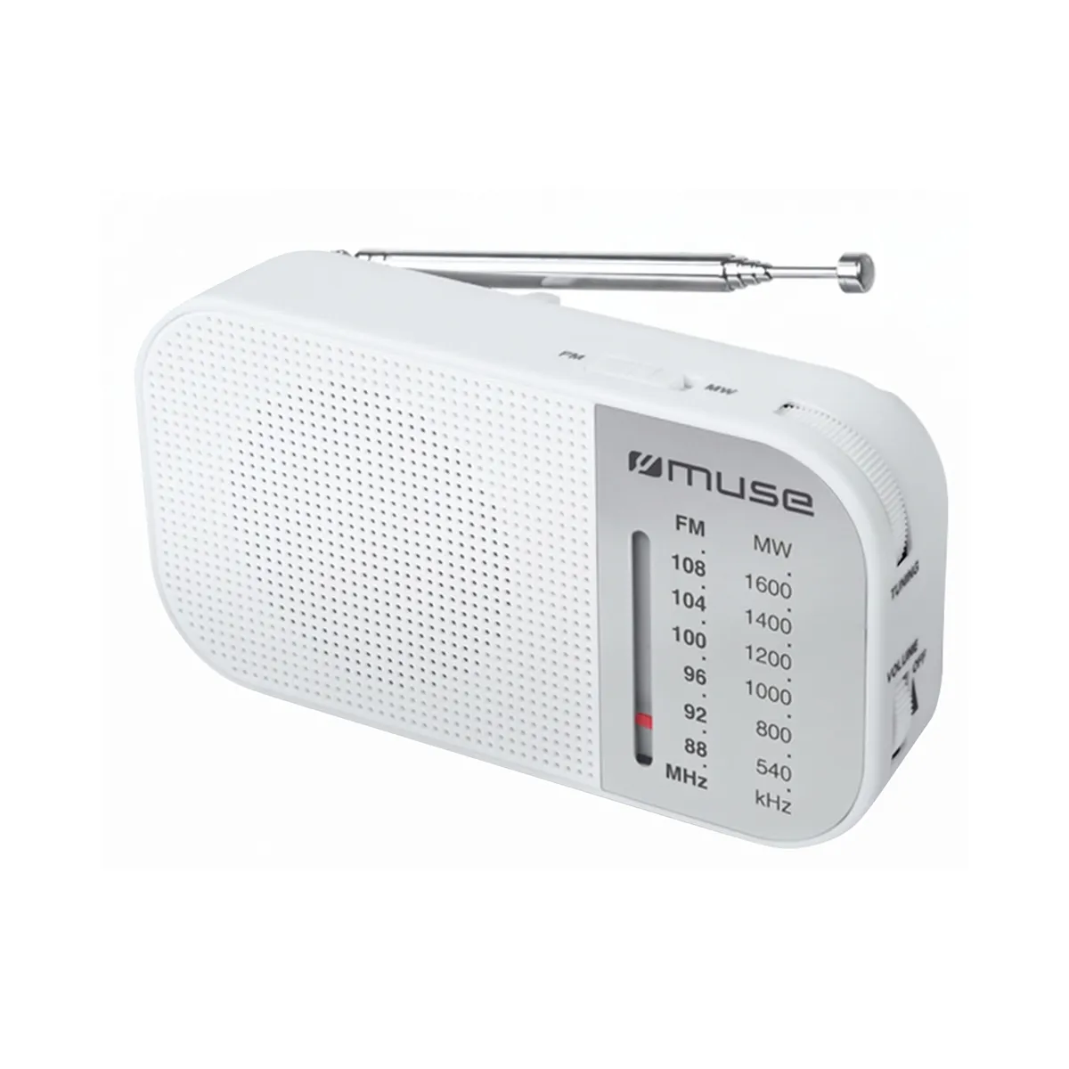 MUSE  Radio Portable de Poche Analogique FM / MW  M-025RW avec Haut-Parleur Blanc