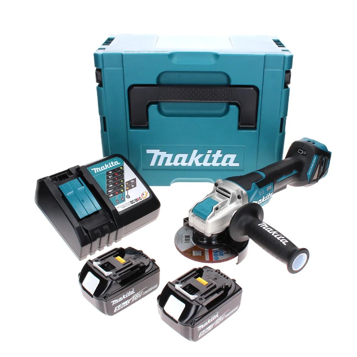 Makita Meuleuse 18V / 5 0 Ah avec 2 batterie et chargeur dans MAKPAC DGA519RTJ - vue 3
