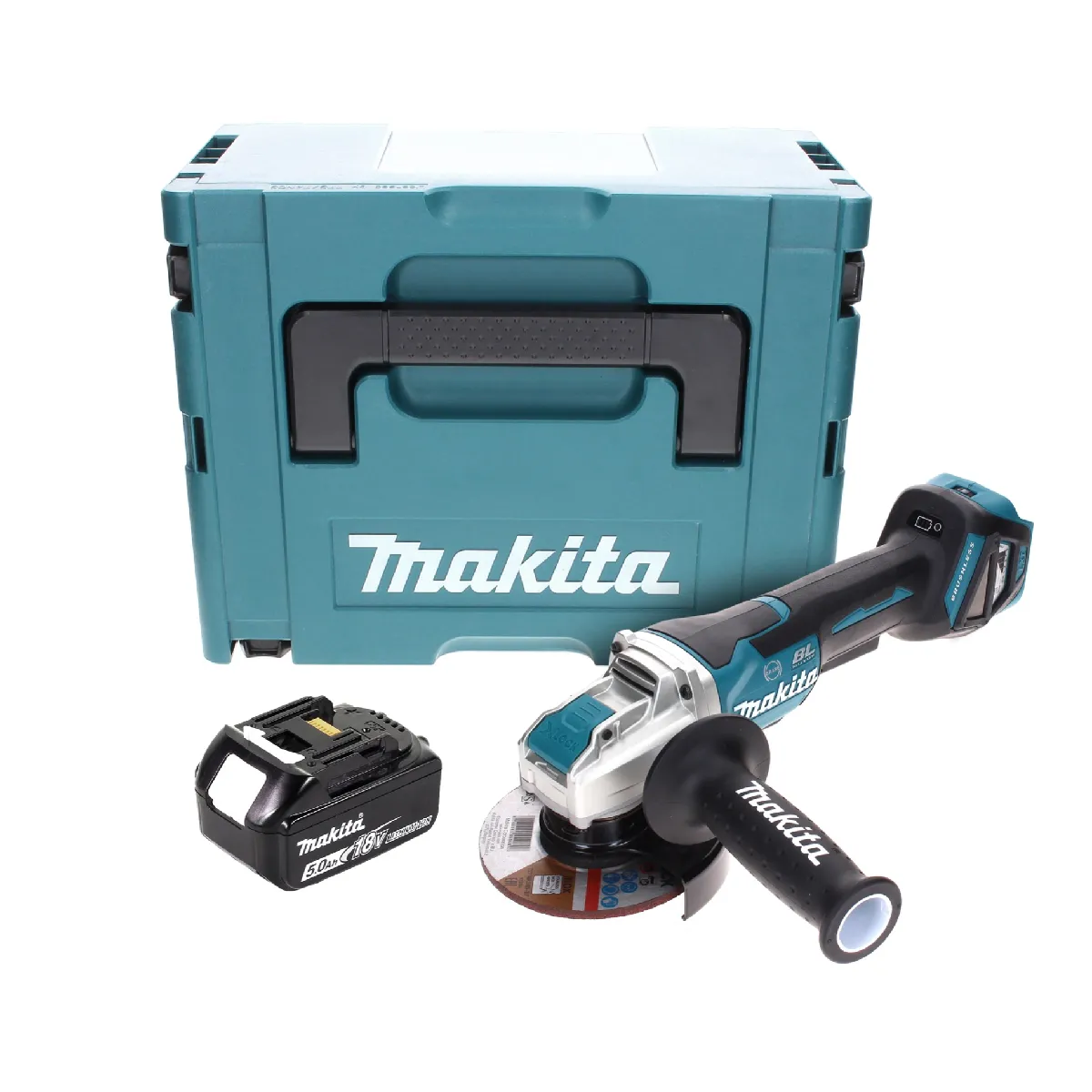 Makita DGA 519 T1J Meuleuse d'angle sans fil 18 V 125 mm Brushless X Lock + 1x batterie 5 0 Ah + Makpac sans chargeur - vue 2