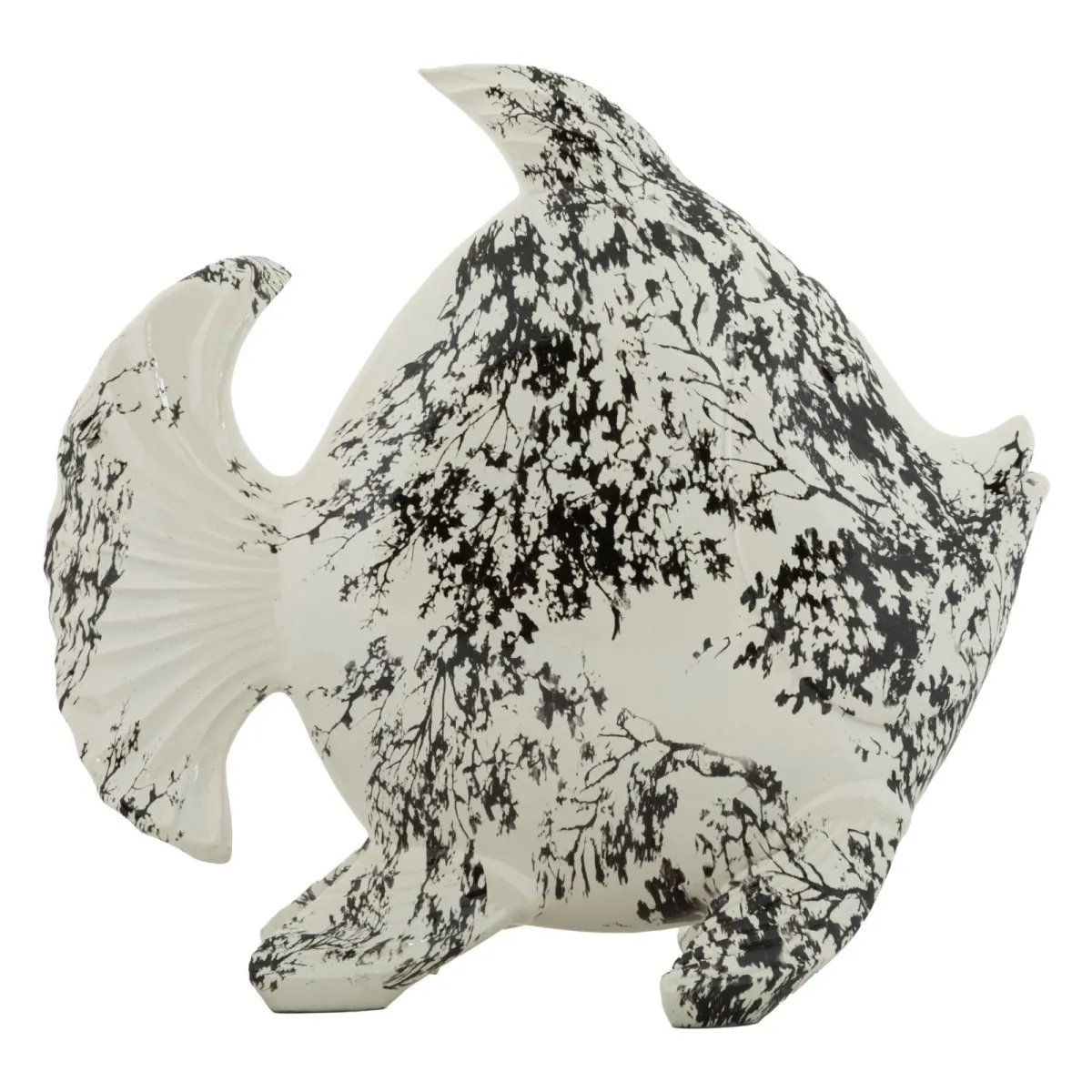 Paris Prix Blanc/Noir Statuette Poisson Déco Mei 37Cm &